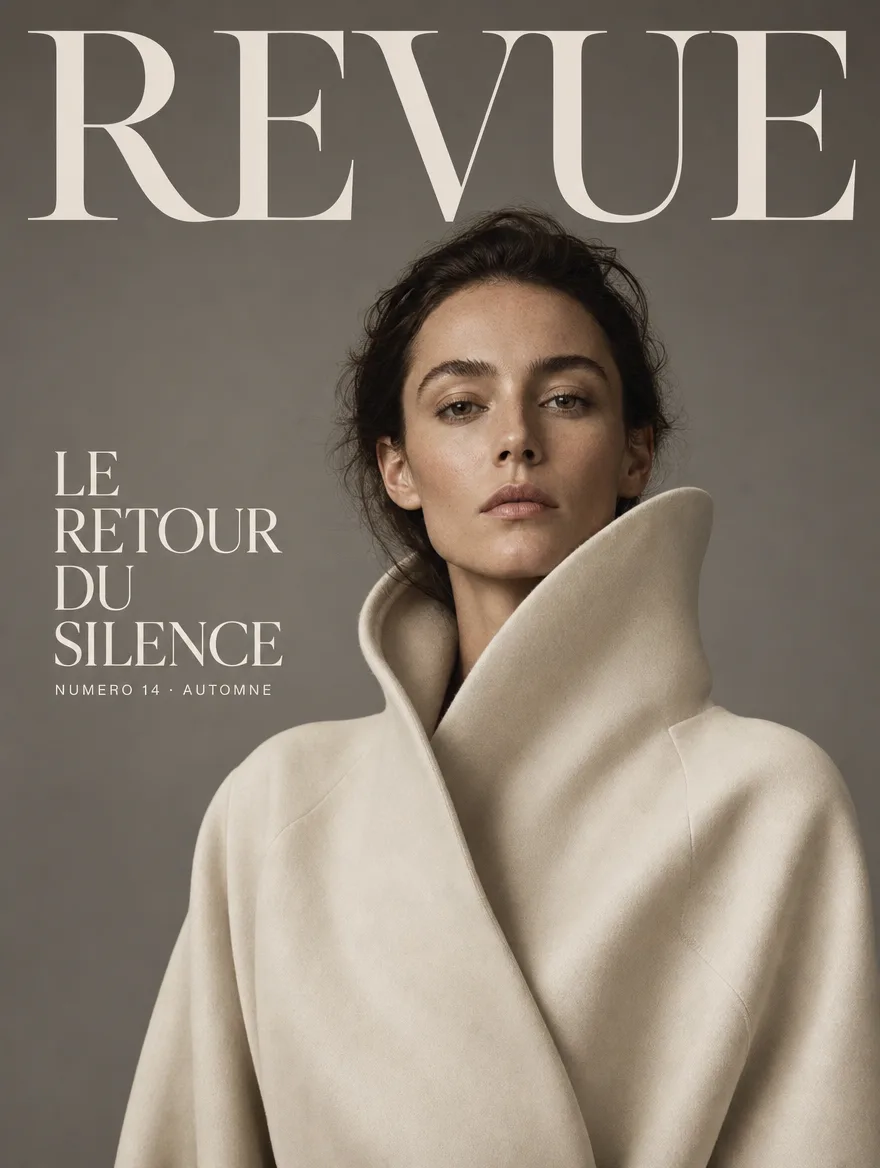 Couverture de magazine de mode, titre en romain élégant